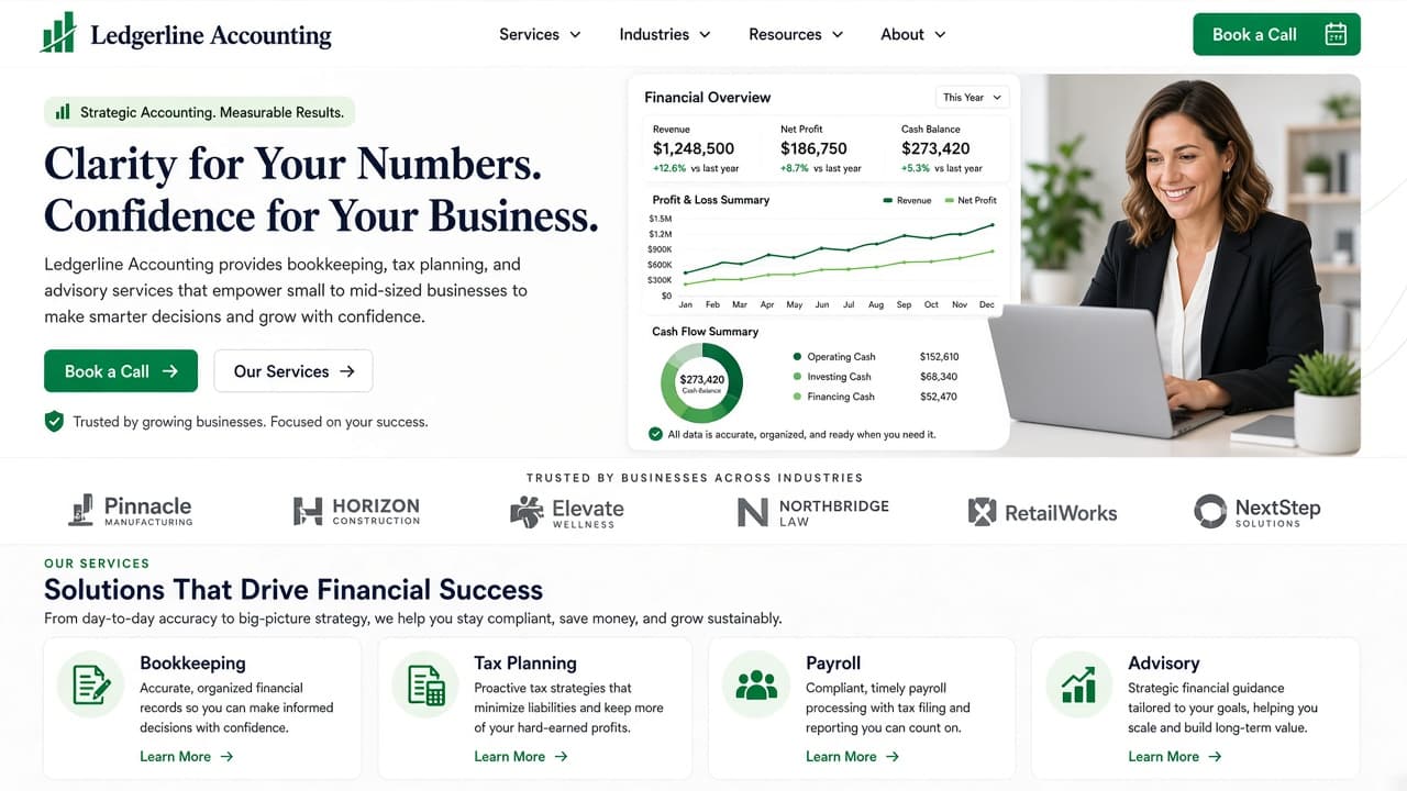 Ledgerline Accounting — Accounting website landing page design