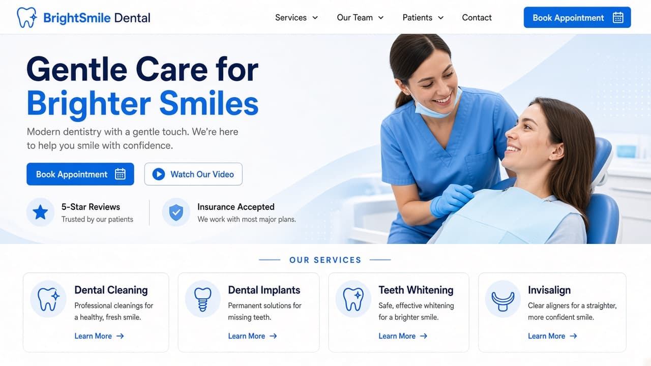 BrightSmile Dental — Dental Clinic website landing page design
