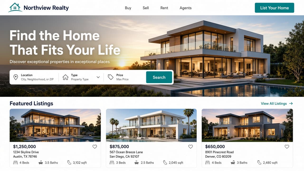 Northview Realty — Real Estate website landing page design